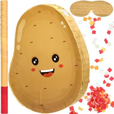 Sonwyoung Potato Piata for Kids Birthday Party 15 x 12 x 2.8 Inches Veggies Theme Piata with Stick Blindfold and Confetti for Baby Shower Photo Props Cinco De Mayo Fiesta Decoration