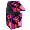 JANENFNA Card Deck Box, Card Storage Box Fits 100+ Single Sleeved Cards, Large Capacity PU Leather Card Storage Box with Strong Magnet for Magic Commander TCG CCG, Blackgirl with Glasses view 1