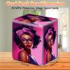 JANENFNA Card Deck Box, Card Storage Box Fits 100+ Single Sleeved Cards, Large Capacity PU Leather Card Storage Box with Strong Magnet for Magic Commander TCG CCG, Blackgirl with Glasses view 2