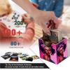 JANENFNA Card Deck Box, Card Storage Box Fits 100+ Single Sleeved Cards, Large Capacity PU Leather Card Storage Box with Strong Magnet for Magic Commander TCG CCG, Blackgirl with Glasses view 3