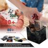 JANENFNA Card Deck Box, Card Storage Box Fits 100+ Single Sleeved Cards, Large Capacity PU Leather Card Storage Box with Strong Magnet for Magic Commander TCG CCG, Black Trippy Cat view 3