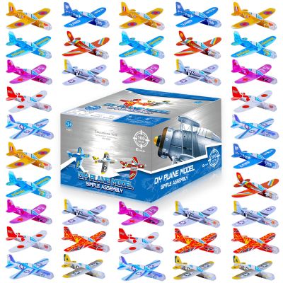 LUCKY GUESS 100 Pcs Foam Gliders Planes Toys, Paper Airplane, Assorted Colors, Easy Assembly, Perfect for Party Favors & Classroom Prizes, Outdoor Flying Toys for Kids Boys and Girls