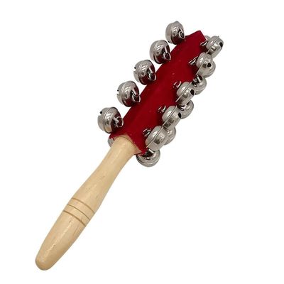 1 Pcs 10 inch Wooden Handle Bells Instrument ,Stick Ring Christmas Jingle Bells Hand Percussion Shaker 21 Bells (1 Pcs)