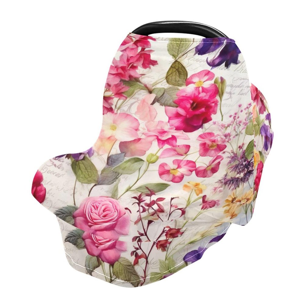 xigua Beautiful Flower Baby Car Seat Covers, Breathable Breastfeeding Covers - Car Seat Covers for Babies, Multi-use Nursing Cover