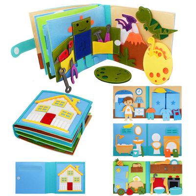 BizyKoady Montessori Felt Busy Book Toddlers Quiet Book Pretend Play Early Learning Educational Travel Toys for Kids Age 2 3 4 5 6 Travel EssentialsLearning Activitie Boys