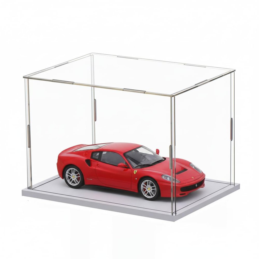 IDAFSA Clear Acrylic Display Case, Assemble Cube Display Box Stand with PVC Material White Base, Dustproof Protection Showcase for Collectibles Memorabilia Figurines (8*8*8inch;20*20*H20cm)