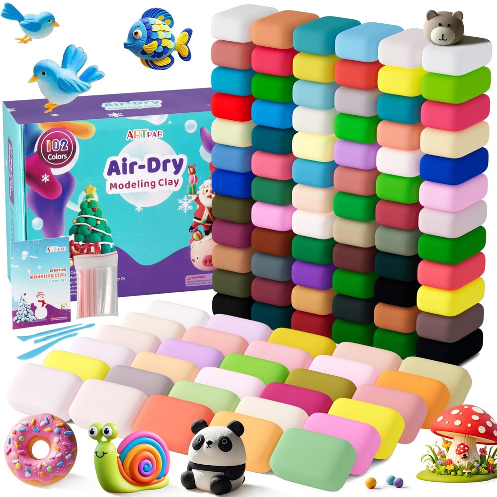 ARTPAR Air Drying Clay Kids 102 Colors, Modeling Magic Clay Kit with Sculpting Tools,Soft and Non-Sticky,Classroom Activities & Art and Crafts Creative Play Gifts for Boys & Girls Age 3-12