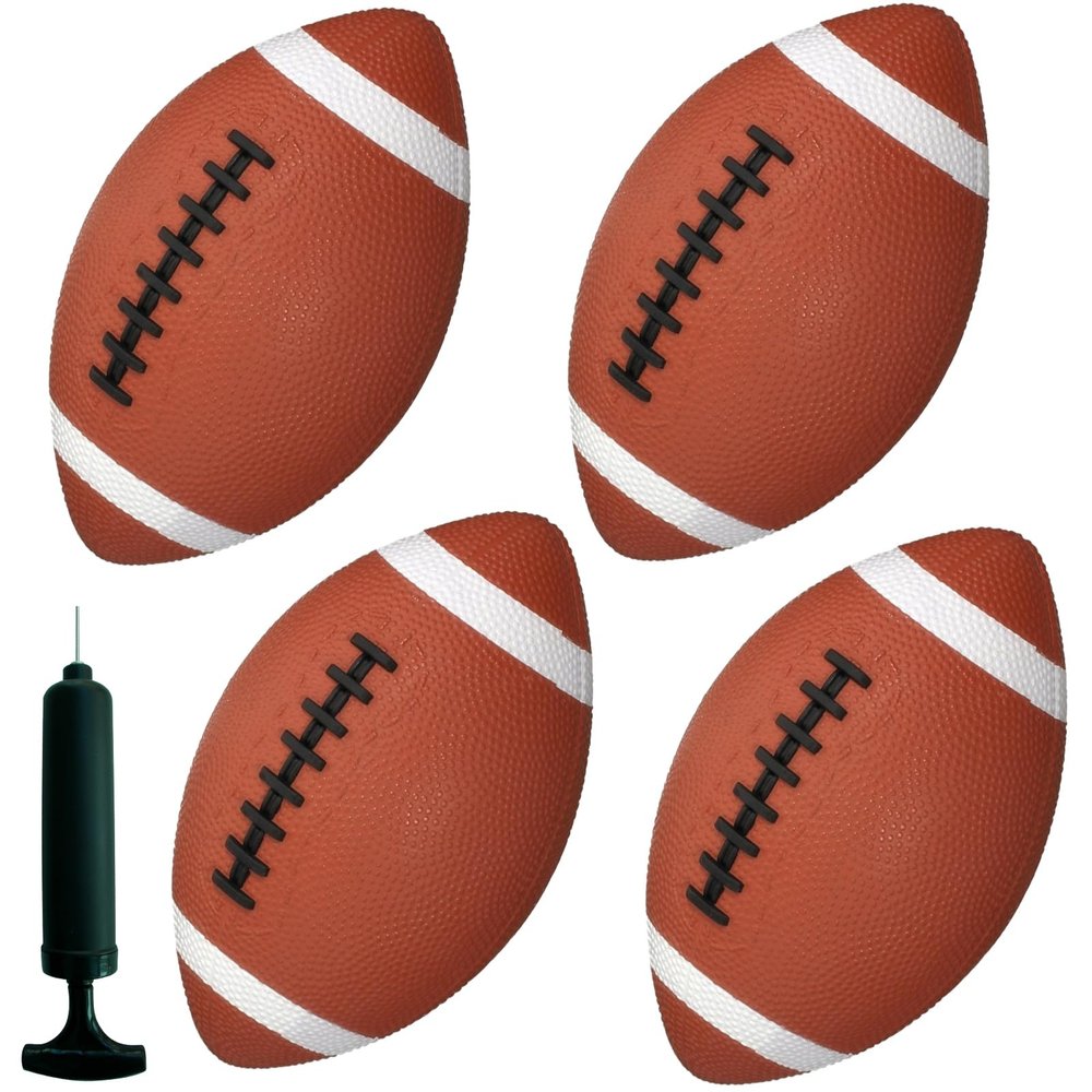 AppleRound 6.5-Inch Toy Footballs for Toddlers and Kids - Outdoor Games Backyard Sports for Children Boys and Girls -Pack of 4 Balls with Pump