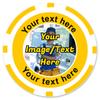 DA VINCI Custom Business Card Poker Chip Magnets: Put Your Image, Logo, Contact Information on a chip and add Your own Text - 50 Full Color 11.5 gram Poker Chips (Yellow) view 1