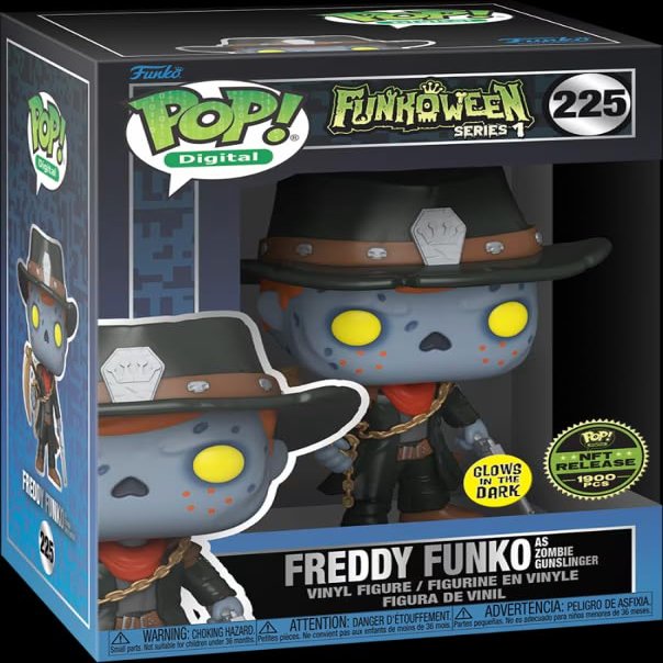 Funko Pop! Digital: Funkoween Series 1 - Freddy Funko as Zombie Gunslinger #225 (GITD) (NFT Release) (1900 PCS)