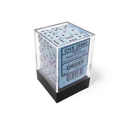 Blue Pastel D6 Dice with Black Pips 12mm (1/2in) Pack of 36 Dice Chessex