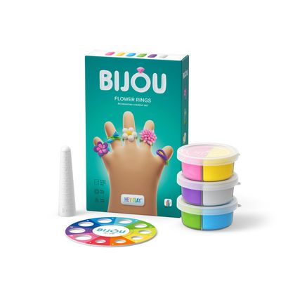 Fat Brain Toys Hey Clay Bijou Flower Rings, Air Dry Clay Kit with Interactive App for Kids & Tweens, Modeling Clay and Crafts Set for Ages 5 to 11