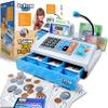 Dr. STEM Toys Talking Toy Cash Register, STEM Learning 69 Piece Pretend Store with 3 Languages, Paging Microphone, Credit Card, Bank Card, Play Money and Banking for Kids (Silver)