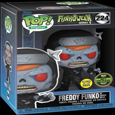 Funko POP! Digital Freddy as Zombie Ninja NFT Exclusive Physical Pop Glow in The Dark