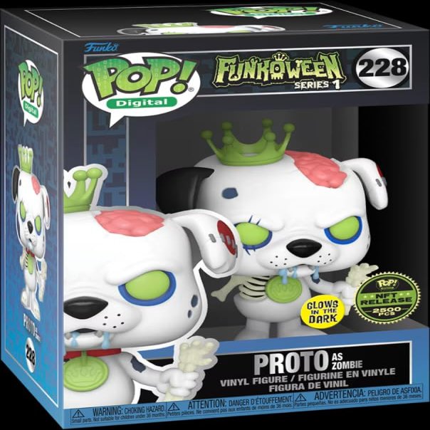 Funko POP! Digital Proto as Zombie NFT Exclusive Physical Pop Glow in The Dark