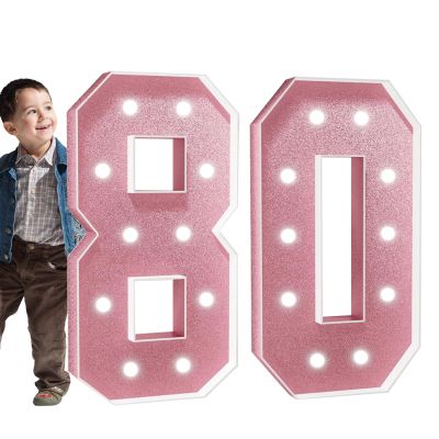 Dasgina Marquee Light Up Numbers for 1st 16th 21st Birthday Decorations 10th Anniversary Party Decor Large Numbers DIY Pre-Cut Foam Board Kit Mosaic Numbers(Color:Number 80,Size:120cm/4FT)