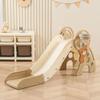 4 in 1 Toddler Slide,Freestanding Kid Slides,Baby Plastic Foldable Slides with Basketball Hoop and Ball,Indoor and Outdoor Toddler Playground Slide (Brown) view 1