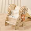 4 in 1 Toddler Slide,Freestanding Kid Slides,Baby Plastic Foldable Slides with Basketball Hoop and Ball,Indoor and Outdoor Toddler Playground Slide (Brown) view 3