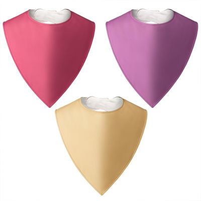 Baby Noah Adult Drool Bib for Special Needs, 3 Pack Large Elderly Bandana, Teen Bib for Women Men, Soft Absorbent Set for Kids -Cream/Pink/Purple Extra Large