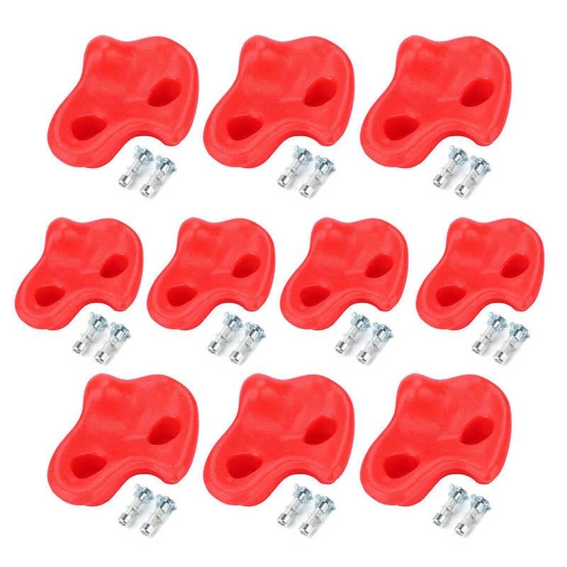 10PCS Rock Climbing Stone Rocks Wall Stones Kids Assorted Kit children's climbing rock with screws Plastic Texture - (Color: Red)