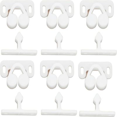 Jinshining 6Pcs White Marine Boat Ball Catch Door Cupboard Spring Cabinet Catch Boat Door Latch Back Plates Roller Latch Plastic Catches Cabinet Hardware Catches