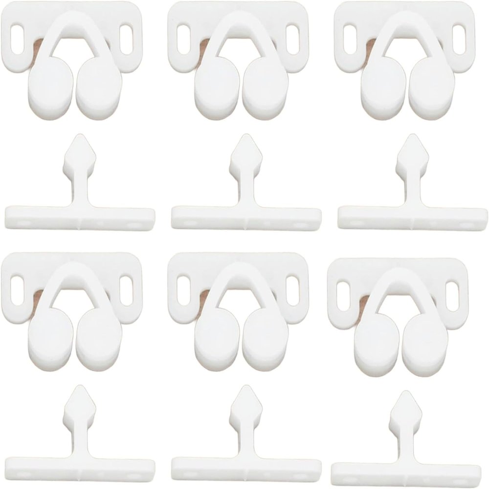 Jinshining 6Pcs White Marine Boat Ball Catch Door Cupboard Spring Cabinet Catch Boat Door Latch Back Plates Roller Latch Plastic Catches Cabinet Hardware Catches