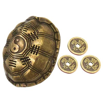 Alipis Alloy Turtle Shell Pendant Brass Fortune Teller Coin Decor Chinese Feng Shui Coins Lucky Turtle for Home and Outdoor Shell Divination Ornament
