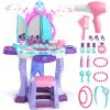 Lehoo Castle Kids Vanity Table and Chair Set, Girls Makeup Table with Mirror Stool Lights Music, Toddler Pretend Play Vanity Set for Princess Dress Up, Girl Toys Gifts for Age 3 4 5 Years Old view 1
