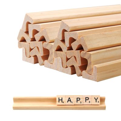 20 Pack Wooden Tile Holders Letter Replacement Racks, Wooden Letter Trays Word Trays for Crafts, Game Stands and Wood Tile Game