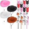 OBANGONG 36 Pcs Cowboy Party Costume Set Include 12 Western Party Hats 12 Inflatable Stick Horses and 12 Paisley Bandana Bulk Western Accessories for Cowgirl Birthday Cosplay Party Supplies view 1