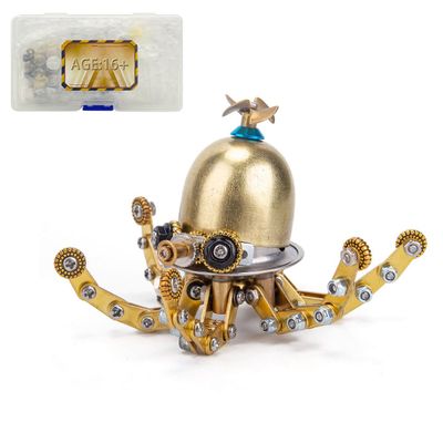 MechPuConToy 3D Metal Puzzle Octopus, 100+PCS Marine Organism Lobster Steampunk Metal DIY Assembly Jigsaw Puzzle Model Desk Gift for Adults and Teens (Octopus)