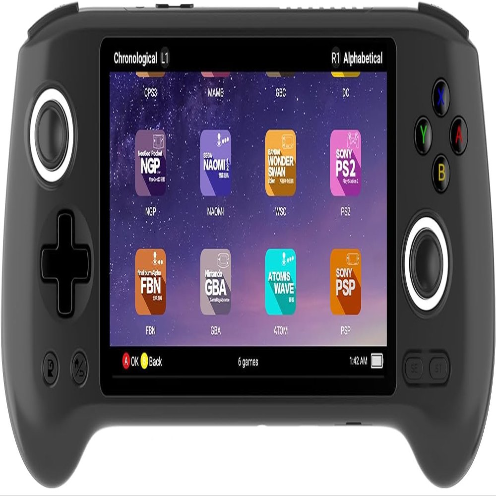 YYNLIN RG556 Retro Handheld Game Console Android 13 System, 5.48-inch, Unisoc T820 Processor, AMOLED Screen with 128G SD Card 4423 Games (Black)