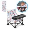 Toddler Booster Seat for Dining Table & Kitchen Chair - Portable Foldable with Removable Tray, Baby Camping Chair 6-36 Months Indoor Outdoor (Green Stripe) view 1
