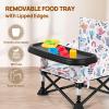 Toddler Booster Seat for Dining Table & Kitchen Chair - Portable Foldable with Removable Tray, Baby Camping Chair 6-36 Months Indoor Outdoor (Green Stripe) view 4