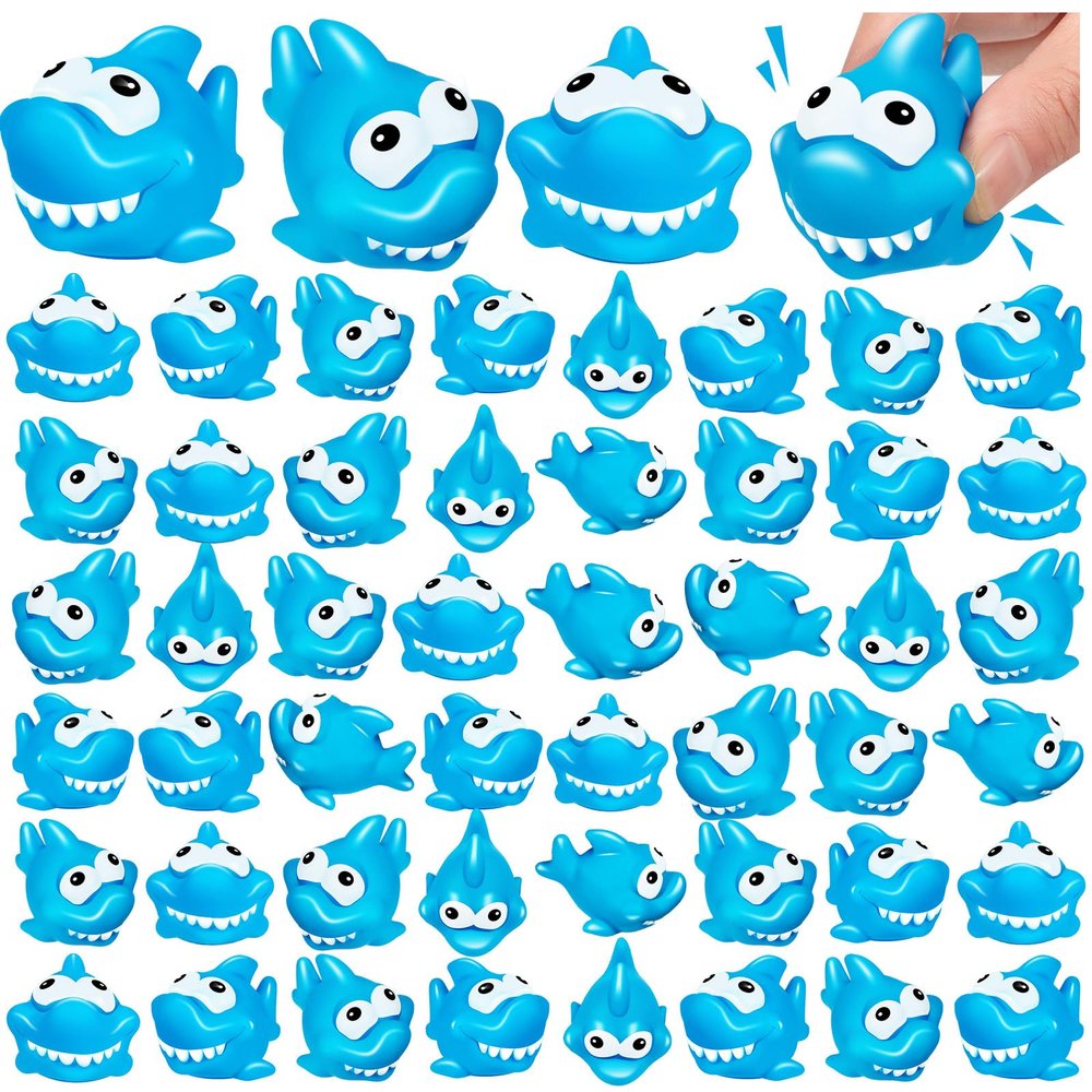 25 Pcs Rubber Sharks for Kids, Bulk Squirting Shark Bath Toys Cute Small Squeak Sharks Party Favors Summer Bathtub Toy for Birthday Shower Classroom Pool Party Favors