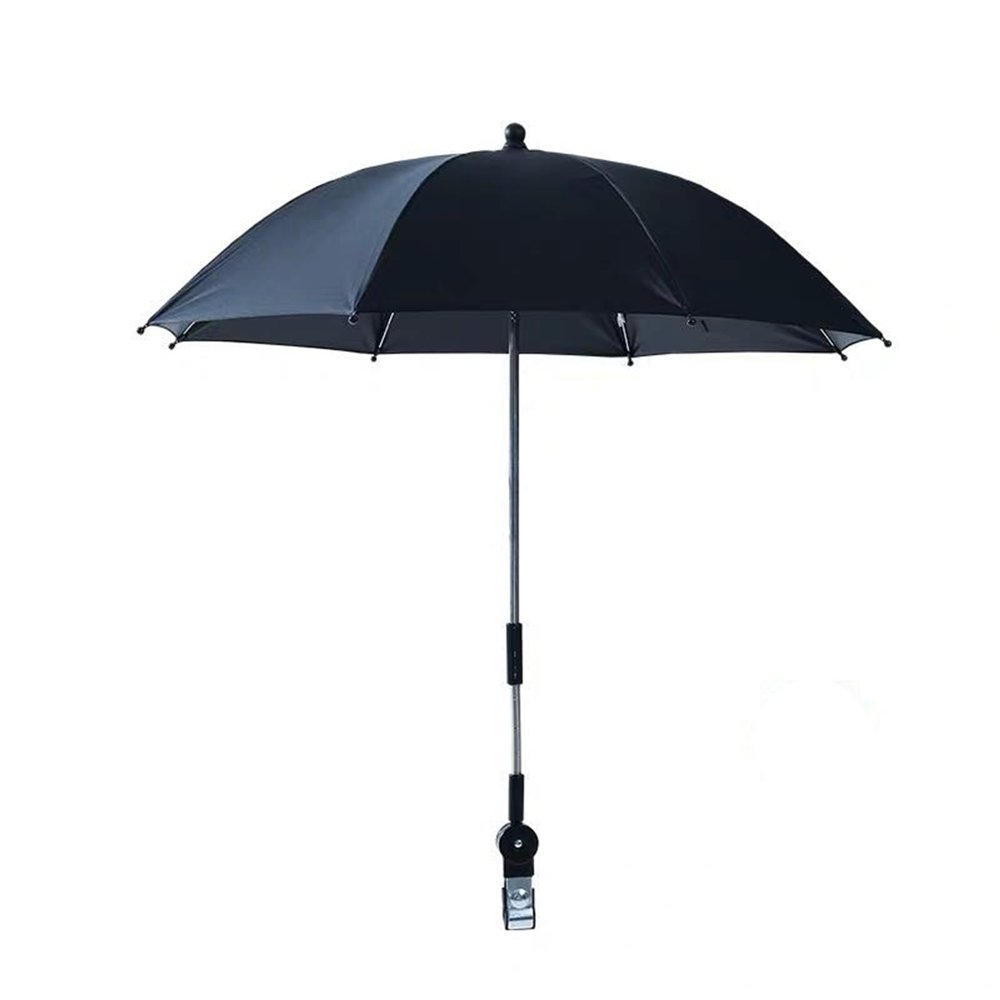 YOXIER Stroller Sunshade Uv Protection Baby Stroller Umbrella with Adjustable Clamp Uv Protection Sunshade Waterproof 360-degree Rotation Portable Children Buggy Sun-Proof Parasol Black