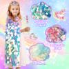 Princess Dress Up for Girls 4-6, 3 4 5 6 Year Old Girl Birthday Christmas Gifts, Rainbow Unicorn Toddler Toys for Ages 3-8, 9 PCS Mermaid Sequin Princess Cape Clothes for Little Girl Kids Party Favors view 2