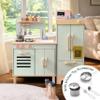 Pillowhale Wooden Play Kitchen Set, Mint Green Stove & Sink with 5 Stainless Steel Tools, Click Knobs, Storage Cabinets, Montessori Toy for Toddlers 3+ view 3