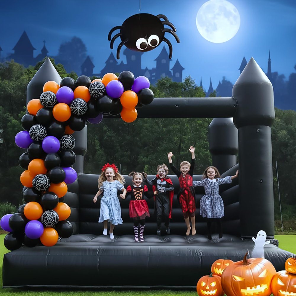 Black Bounce House for Kids Adults,(100% PVC) Inflatable Bounce House with 750W UL Blower,Halloween Bounce House Castle for Halloween,Weddings,Graduation Celebrations,Birthday Parties 13.5x11.5x10FT