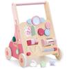 PairPear Wooden Baby Walker Push and Pull Learning Activity Walker, 8-in-1 Montessori Busy Board Push Walker Wooden Activity Center Toys for Boys and Girls 12m+ Pink Rabbit view 1