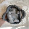 Fluffy Sleeping Kitten Grey toy. Realistic Newborn Cat in the grey basket | crib. Crochet Handmade Gift for Toddlers. view 2