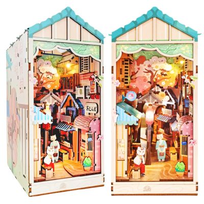 DIY Book Nook Kit - Lovely and Dreamy Dollhouse Miniature Kits, 3D Puzzle Art Bookends, Shelf Insert Model Kits for Adults (Cat Grocery)