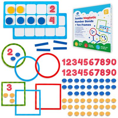 82 PCS Jumbo Magnetic Number Bonds and Magnetic Ten Frames Set - Magnetic Numbers for Whiteboard, Math Counters, 10 Ten Frames for Classroom, Math Manipulatives, Classroom Must Haves - Simply Magic
