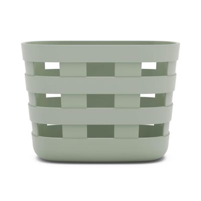 Lalo Bath Time Storage Bin - Keep Items Organized & Dry with Non-Toxic Plastic, Easy Cleanup, Removable Drying Bin, Woven Baby Organizer, Secure Wall Attachment, 9 x 5.5 x 8.5 in - Sage
