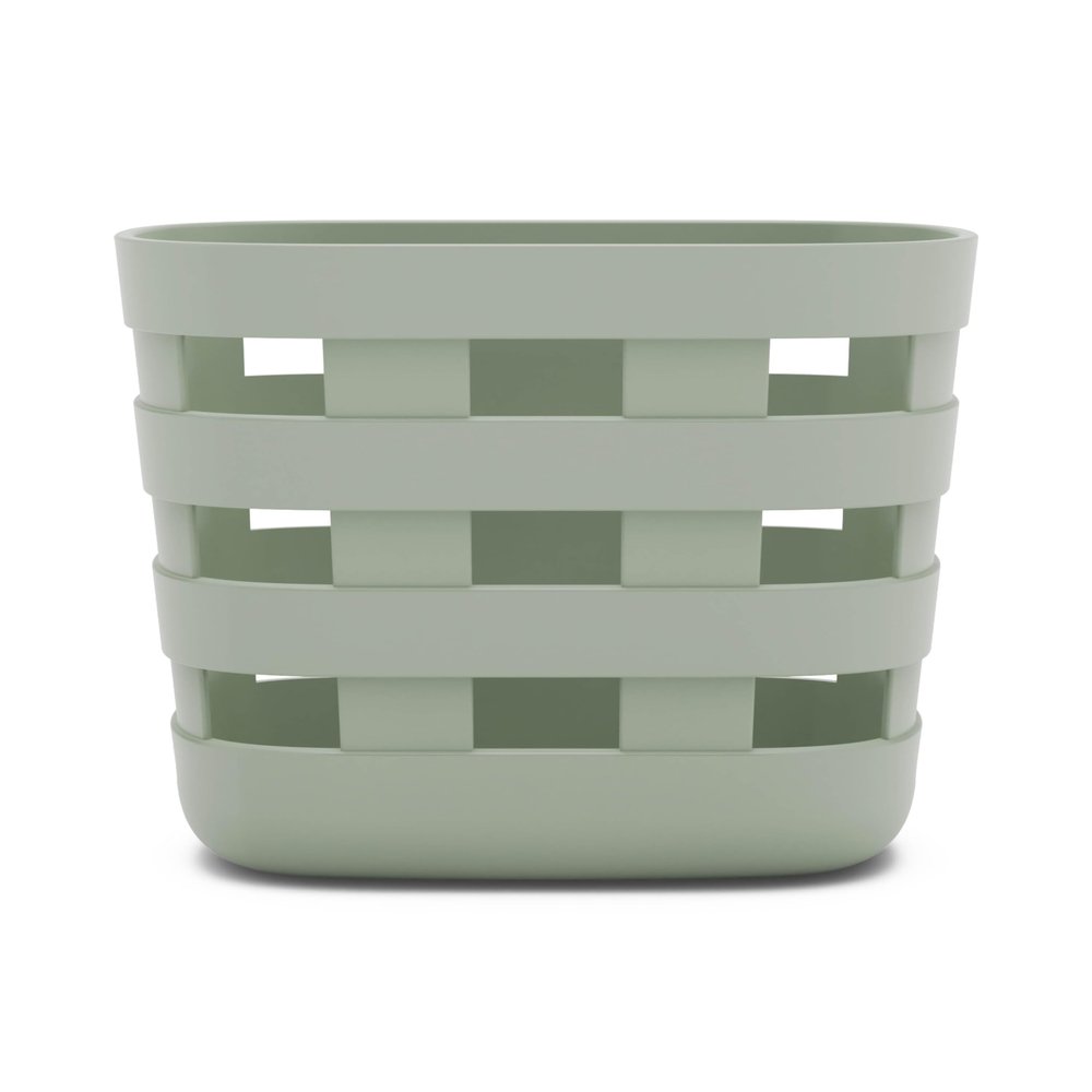 Lalo Bath Time Storage Bin - Keep Items Organized & Dry with Non-Toxic Plastic, Easy Cleanup, Removable Drying Bin, Woven Baby Organizer, Secure Wall Attachment, 9 x 5.5 x 8.5 in - Sage