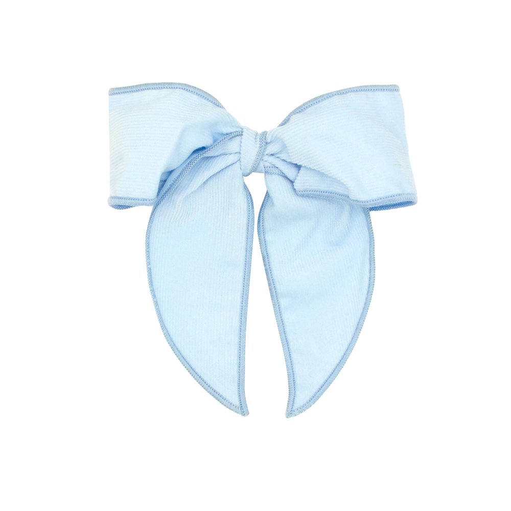 Wee Ones Girls Corduroy Bowtie with Twisted Wrap and Whimsy Tails, Medium, Millennium Blue
