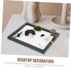 Toyvian Miniature Meditation Garden Sand Play Kit Zen Sandbox with Rakes Stones and Accessories for Stress Relief and Home Decor Black view 3