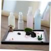 Toyvian Miniature Meditation Garden Sand Play Kit Zen Sandbox with Rakes Stones and Accessories for Stress Relief and Home Decor Black view 4