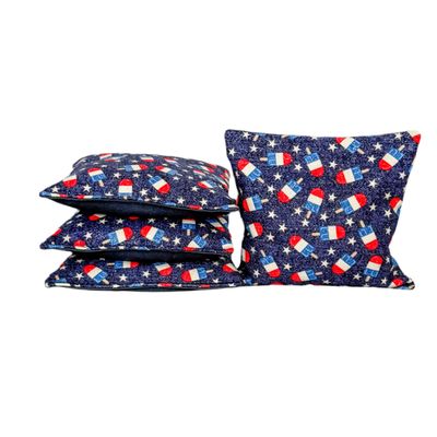 Patriotic Cornhole Bags (4-Pack) - July 4th, USA, America, Red White Blue, Memorial Day (Bomb-Pop)