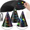 Lewtemi 108 Pcs Scratch Party Hats DIY Birthday Art Cone Scratch Hats Colorful Party Craft Paper Hat Decorating Supplies (Black) view 1
